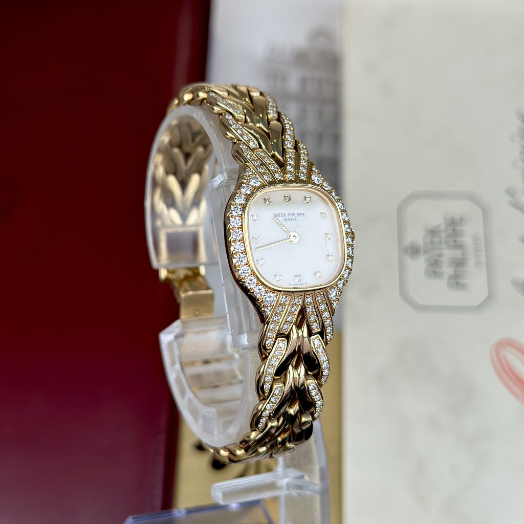 Patek Philippe Ref 4815 La Flamme Ladies Cocktail Watch 18k Gold Factory Diamond with Box and Papers
