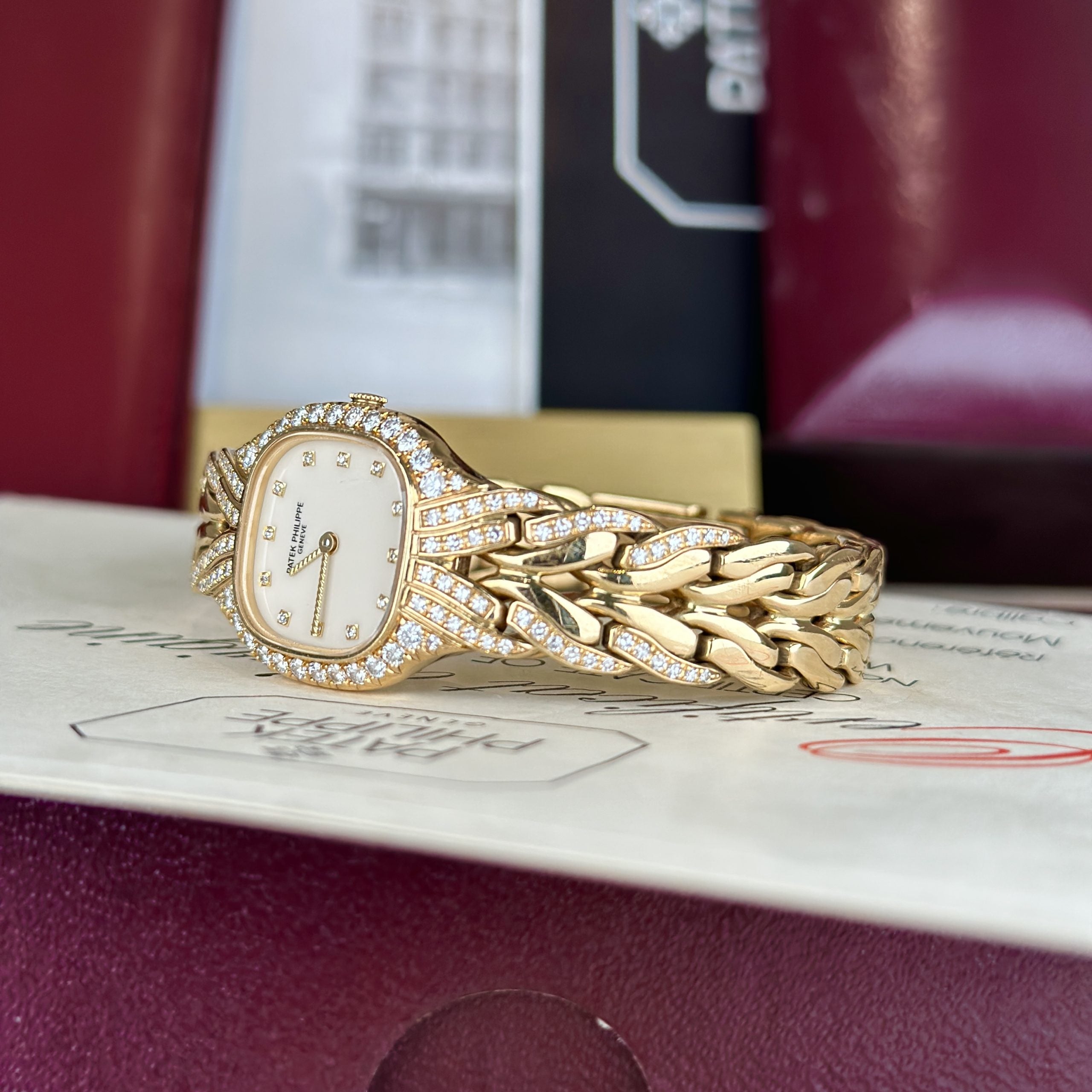 Patek Philippe Ref 4815 La Flamme Ladies Cocktail Watch 18k Gold Factory Diamond with Box and Papers