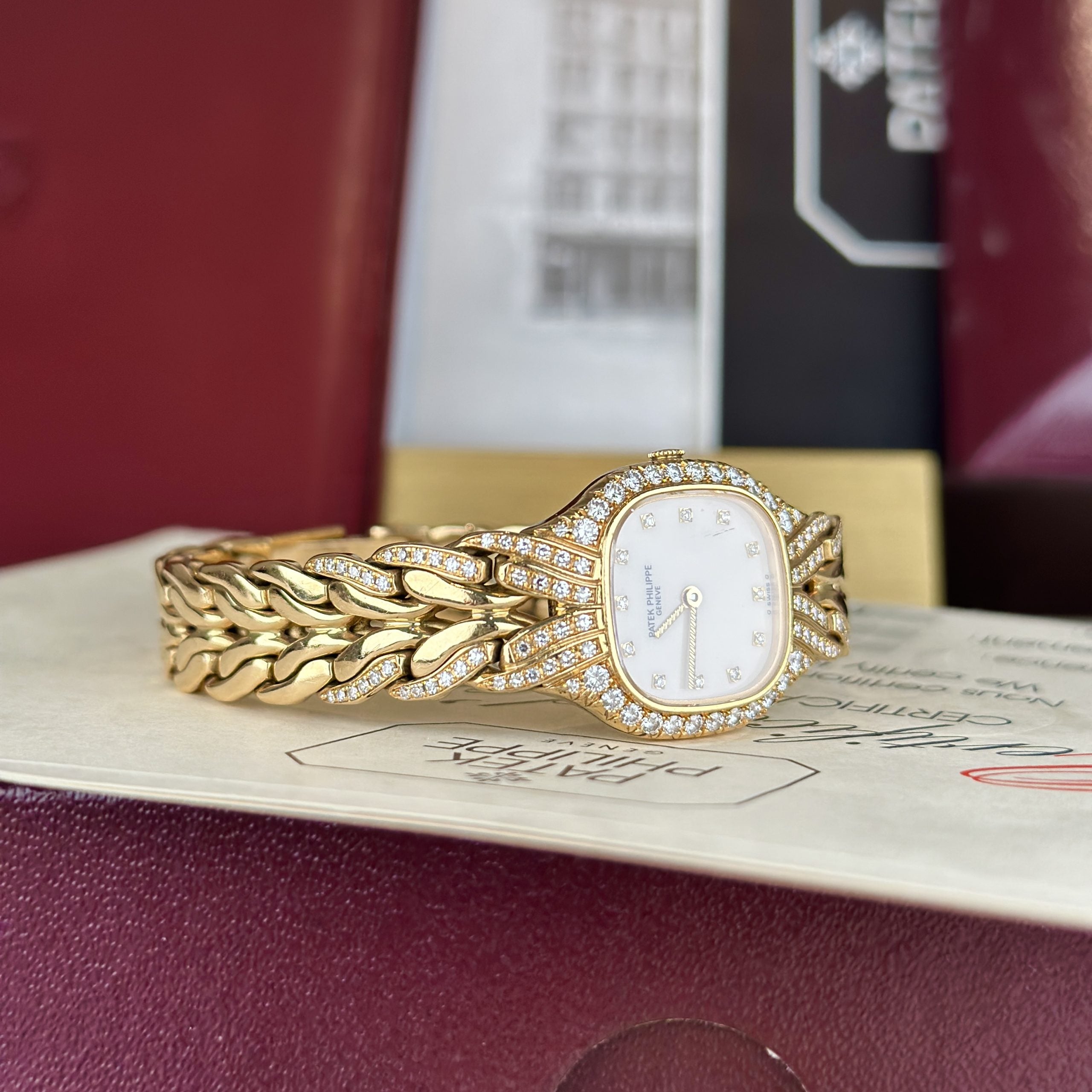 Patek Philippe Ref 4815 La Flamme Ladies Cocktail Watch 18k Gold Factory Diamond with Box and Papers