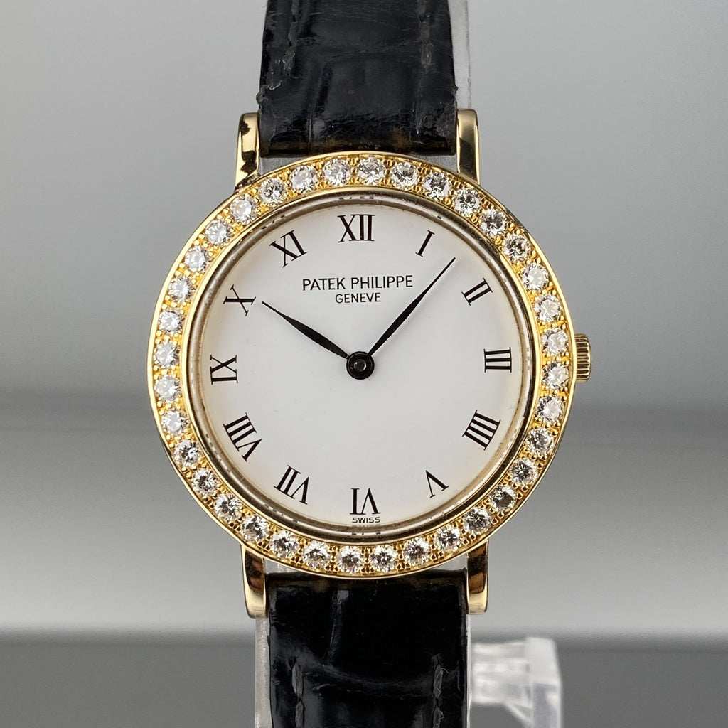 Patek Philippe Ref 4820 Calatrava Ladies Cocktail Watch 18k Gold with Factory Diamond