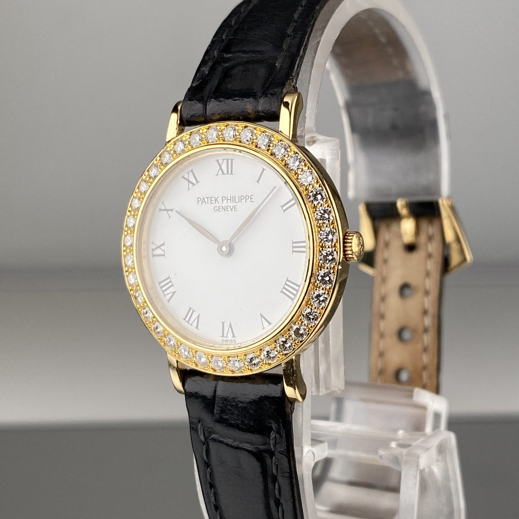 Patek Philippe Ref 4820 Calatrava Ladies Cocktail Watch 18k Gold with Factory Diamond