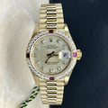 Rare Rolex 69068 President Lady 18k Gold Factory Diamond and Ruby Box Papers