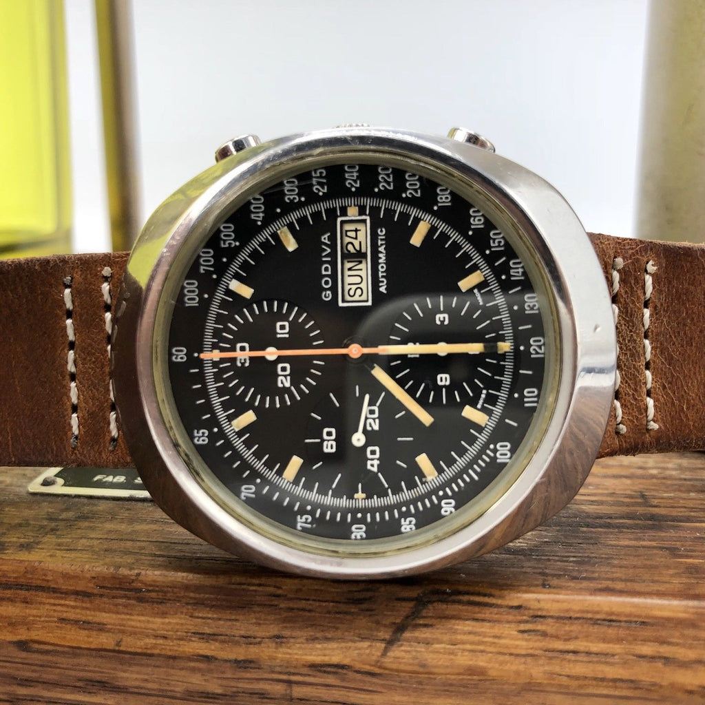 Rare Vintage Godiva Chronograph Swiss Made Watch 38mm 7750ETA