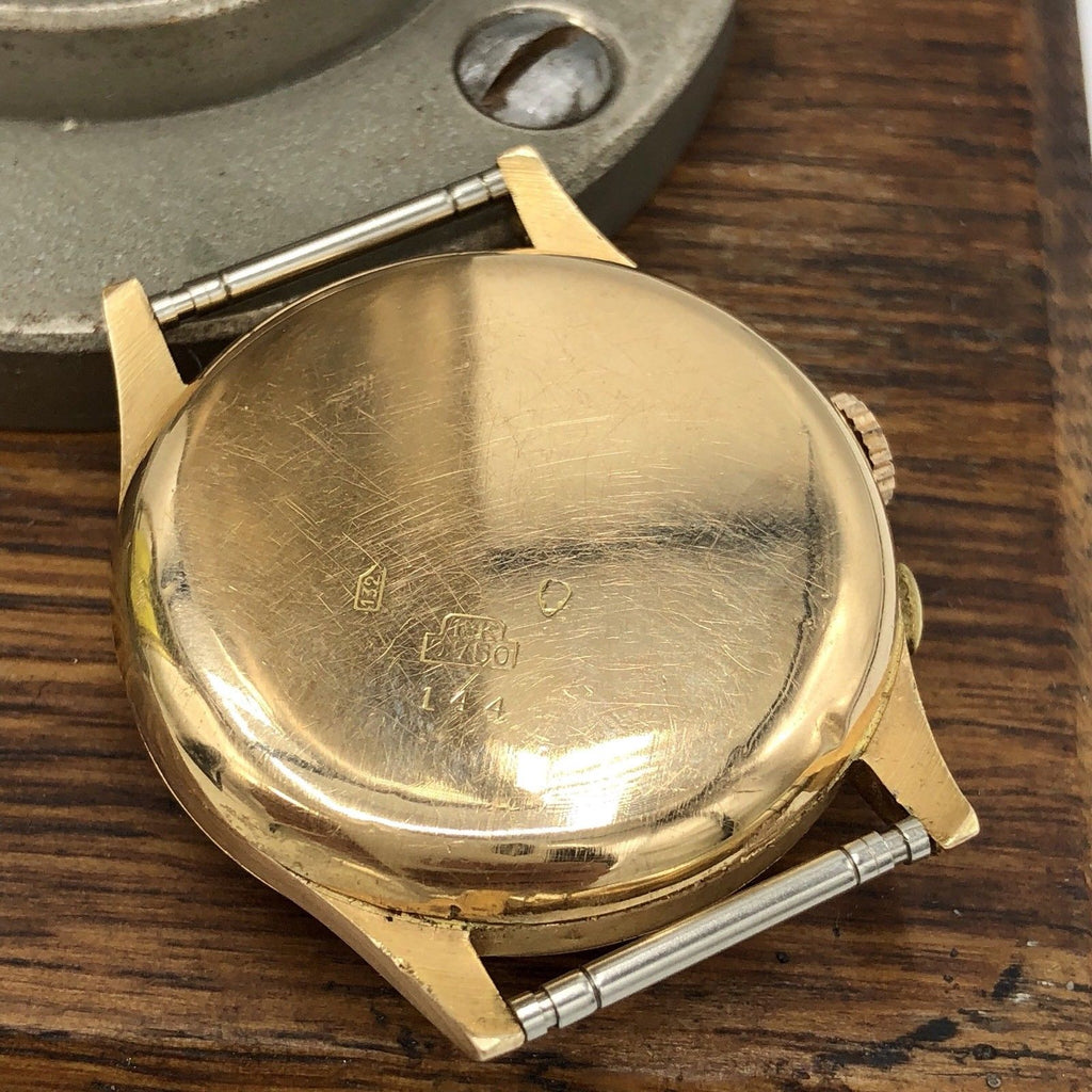Rare Vintage Perfine Chronograph 18K Rose Gold Swiss Made Watch 38mm