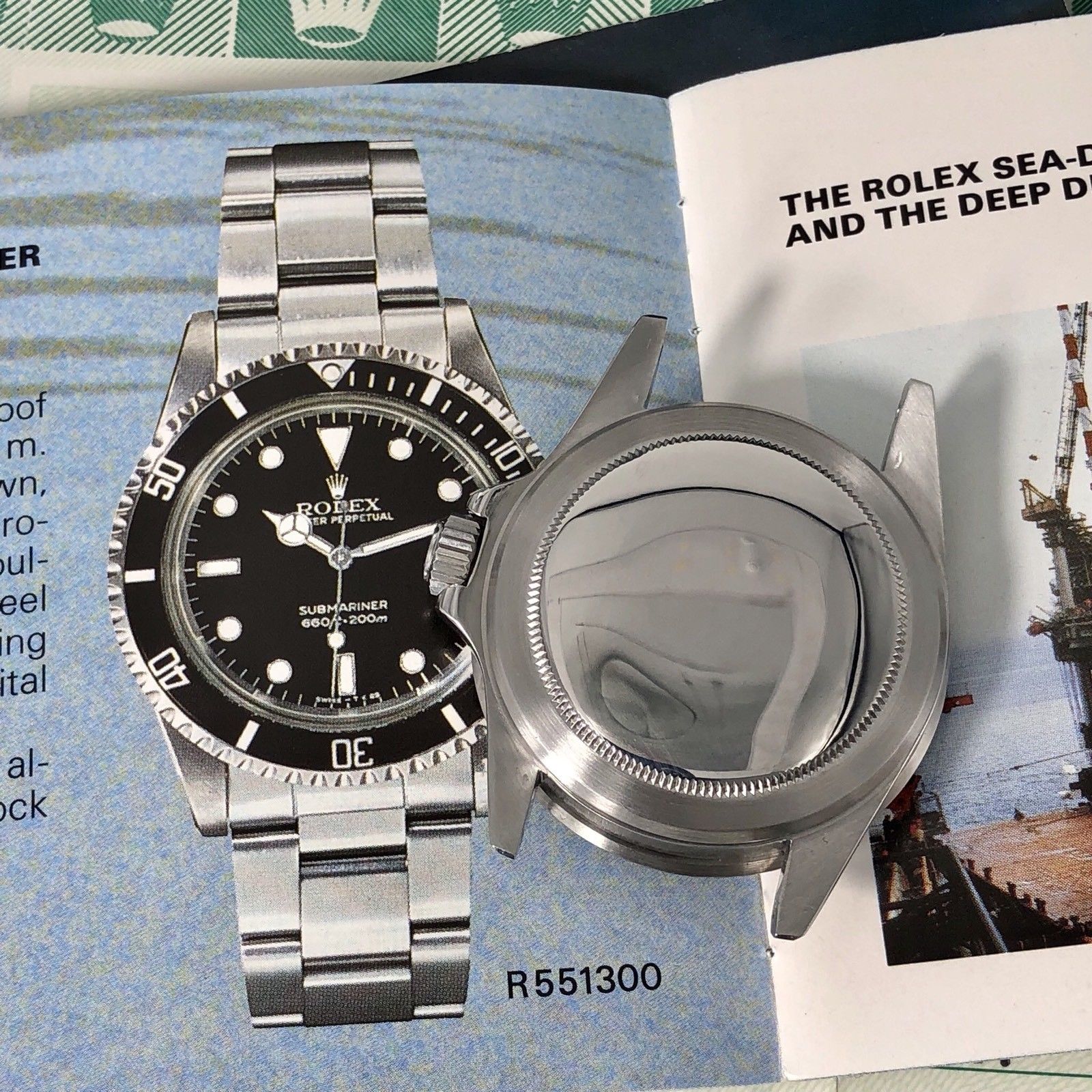 Rare Vintage Rolex Submariner 5513 Last Generation & Full Set Box Papers 1990