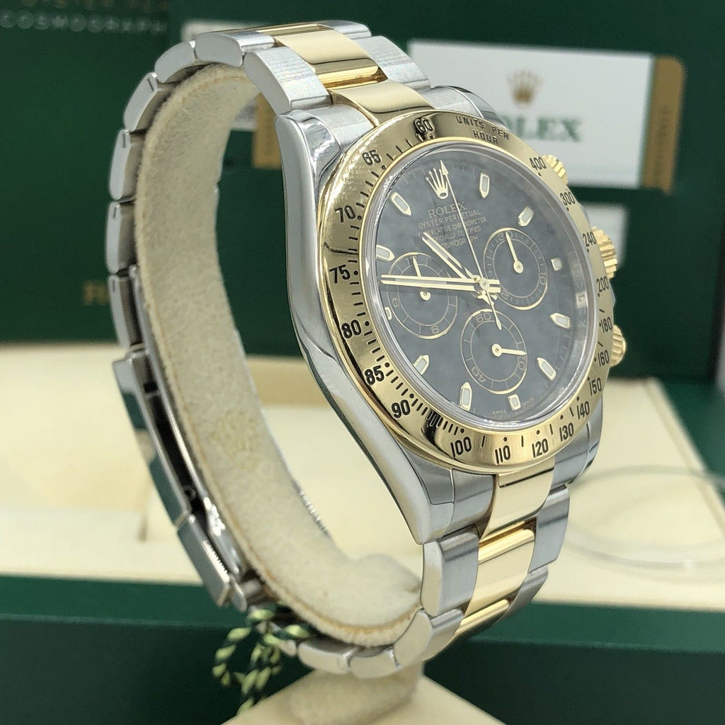 2015 Rolex 116523 Daytona 2 Tone Gold 18k Steel Black Dial box and card