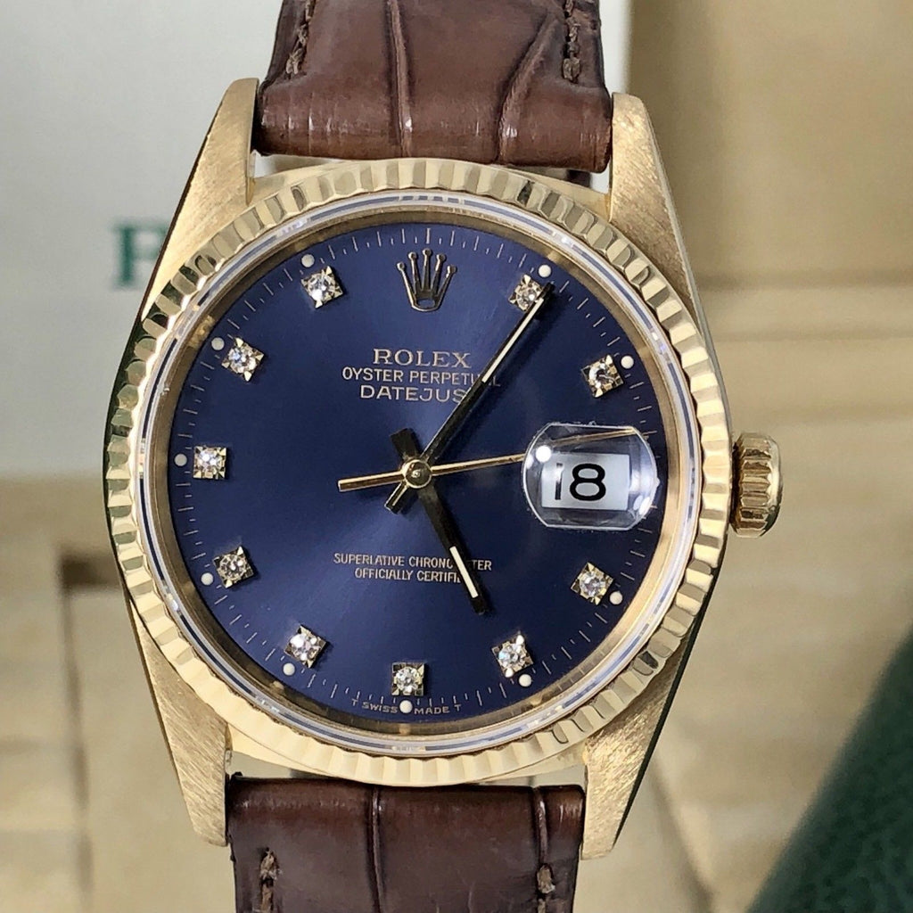 2001 Rolex 16238 Datejust Solid 18k gold rare Factory Purple Diamond Full Set