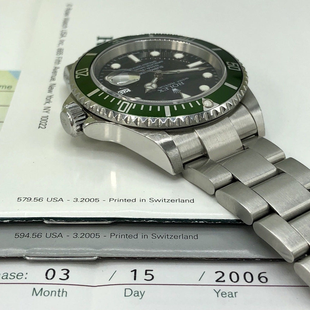 2004 Rolex Submariner 16610LV Anniversary F Kermit Full Set Unpolished Mk1Dial
