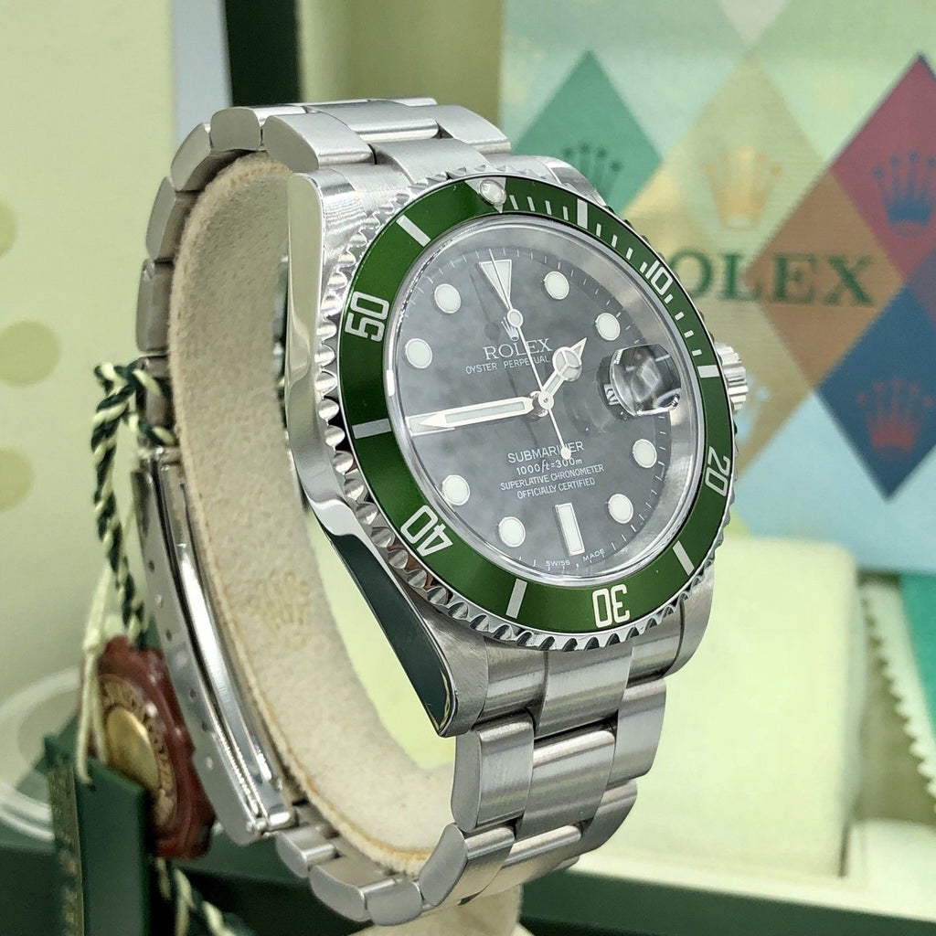 2004 Rolex Submariner 16610LV Anniversary F Kermit Full Set Unpolished Mk1Dial