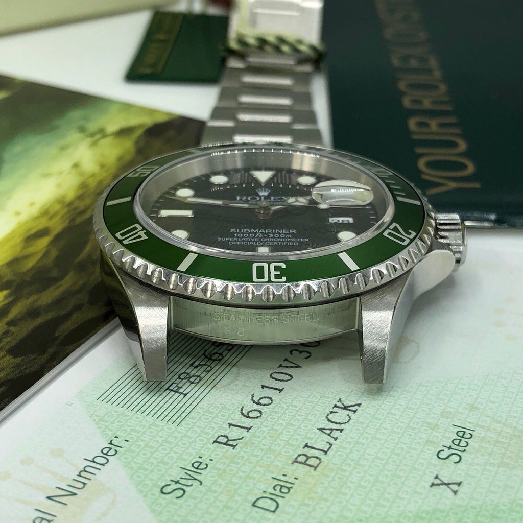 2004 Rolex Submariner 16610LV Anniversary F Kermit Full Set Unpolished Mk1Dial