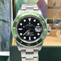 Rolex 16610LV Submariner Anniversary Fat/Flat Four 4 Kermit Full Set Unpolished
