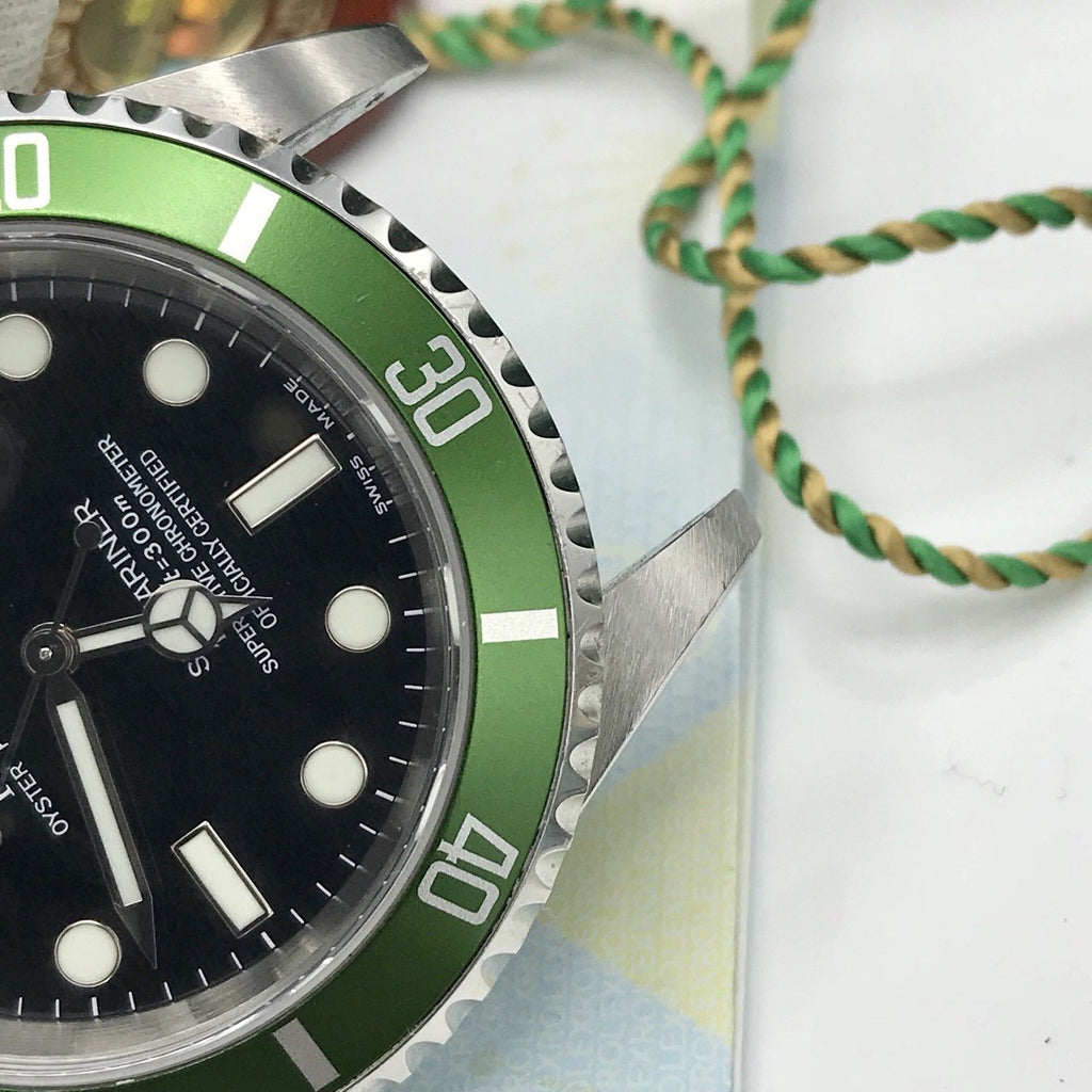 Rolex 16610LV Submariner Anniversary Fat/Flat Four 4 Kermit Full Set Unpolished