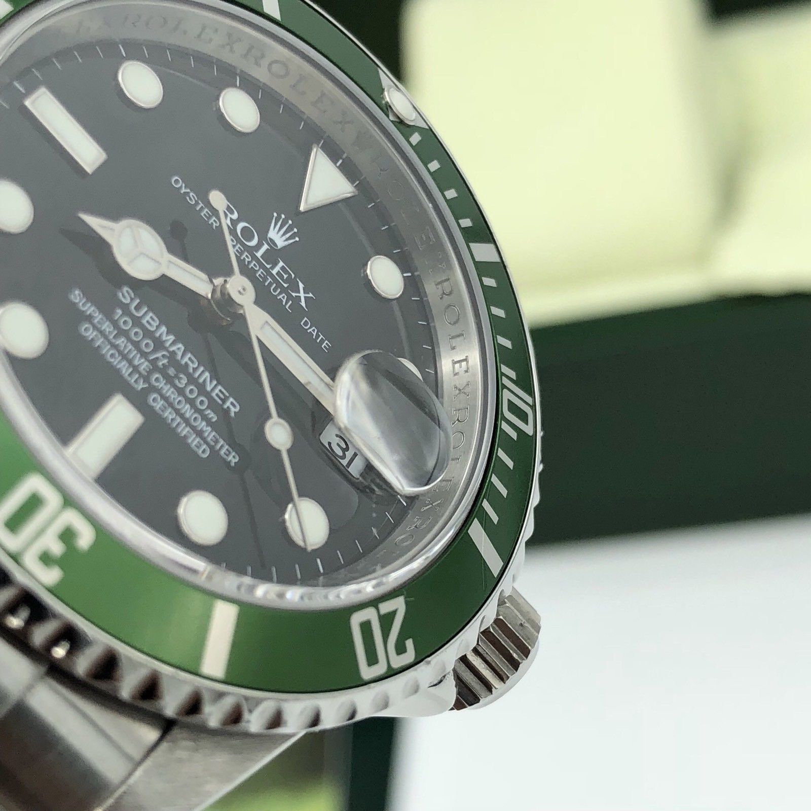 Rolex 16610LV Submariner Anniversary Green Kermit Full Set Card 2008 M Serial