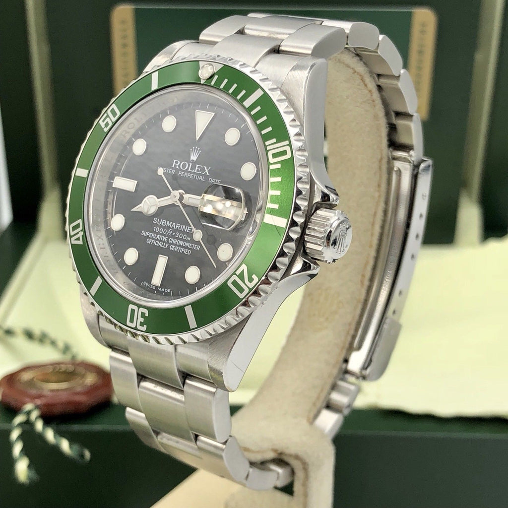 Rolex 16610LV Submariner Anniversary Green Kermit Full Set Card 2008 M Serial