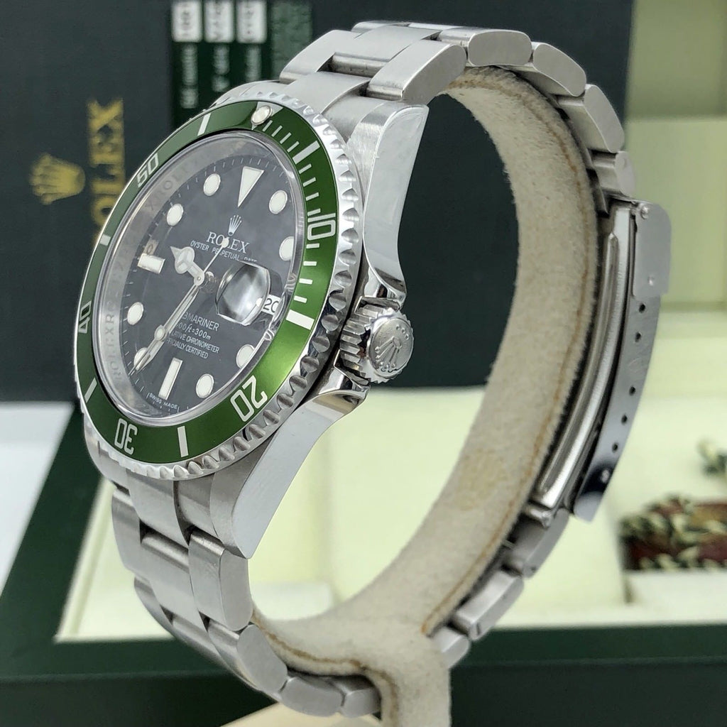 Rolex 16610LV Submariner Anniversary Green Kermit Full Set Card 2010 V Serial