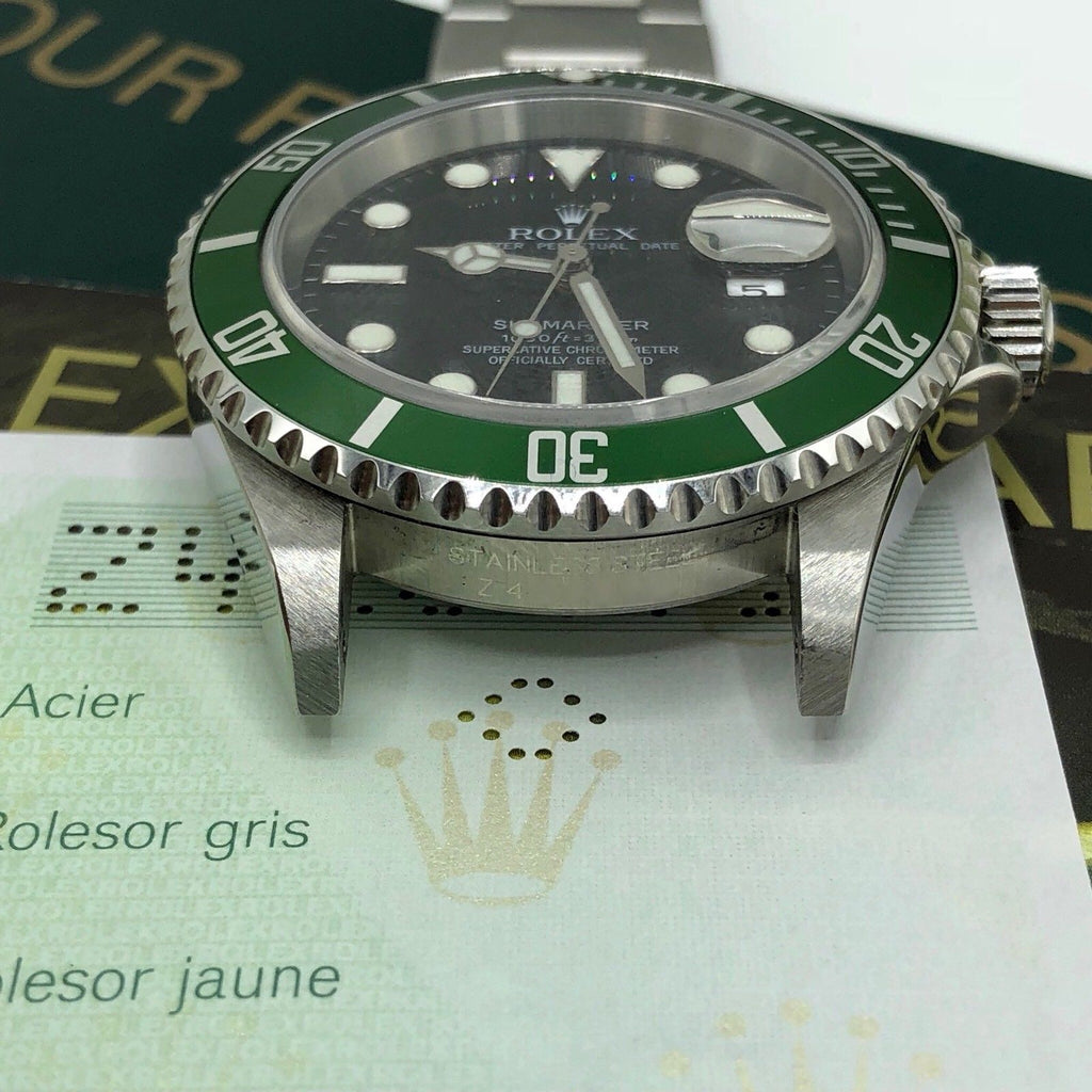 Rolex 16610LV Submariner Anniversary Green Kermit Full Set Papers 2007 Z Serial