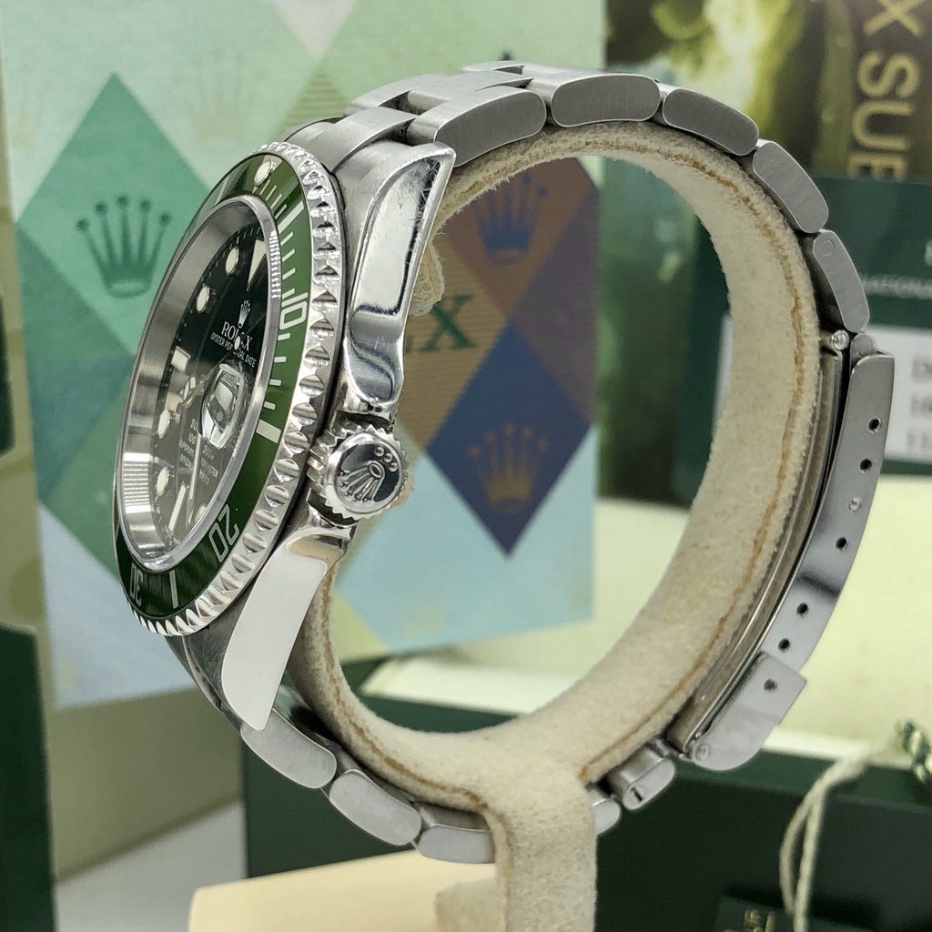 Rolex 16610LV Submariner Anniversary Green Kermit Lime Full Set Papers D Serial