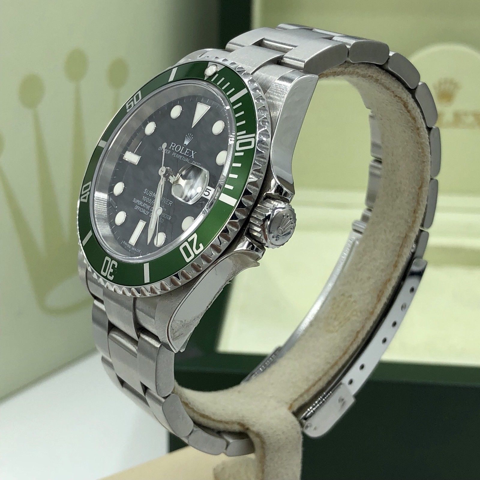 Rolex 16610LV Submariner Anniversary Green Kermit Unpolished 2007 Z Serial