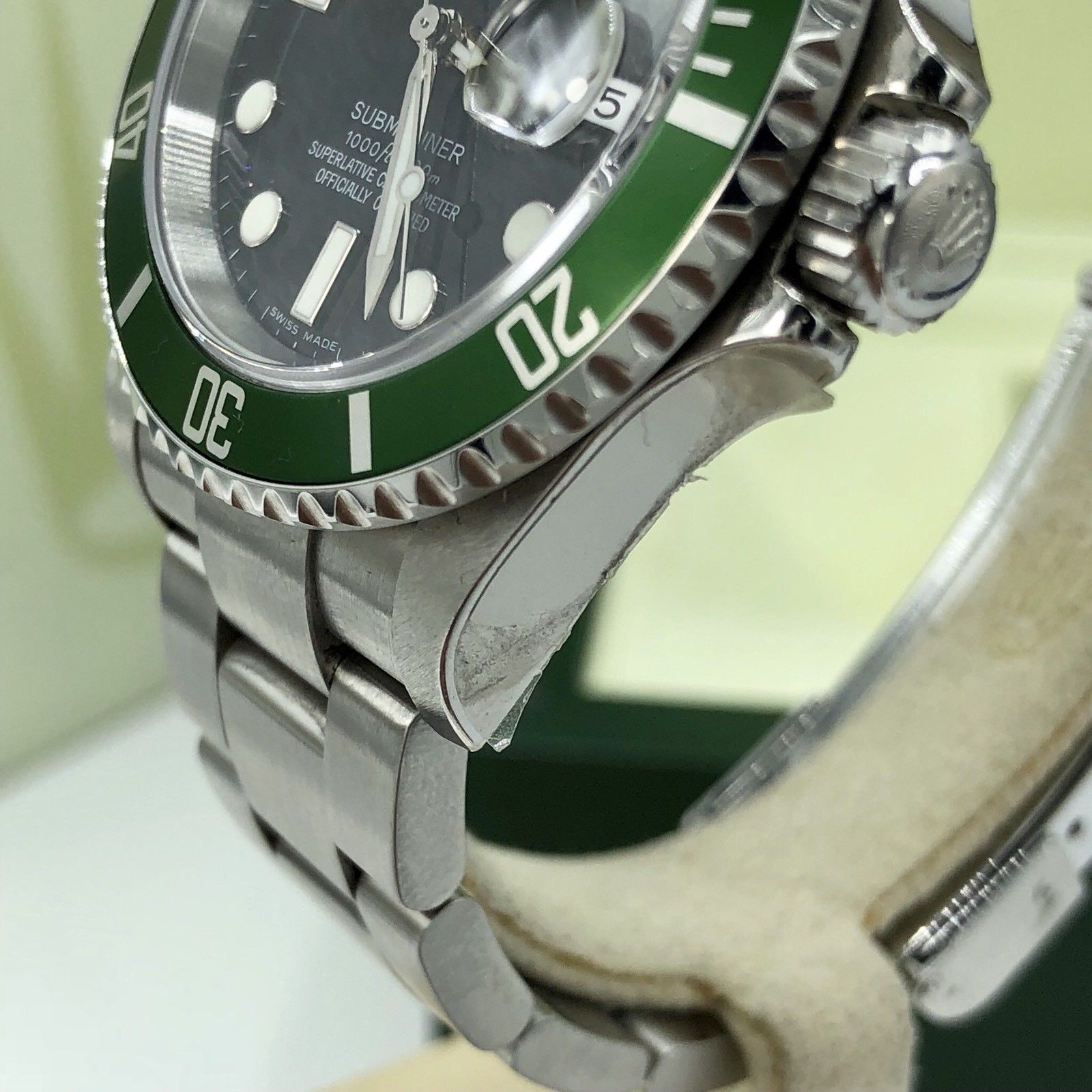 Rolex 16610LV Submariner Anniversary Green Kermit Unpolished 2007 Z Serial