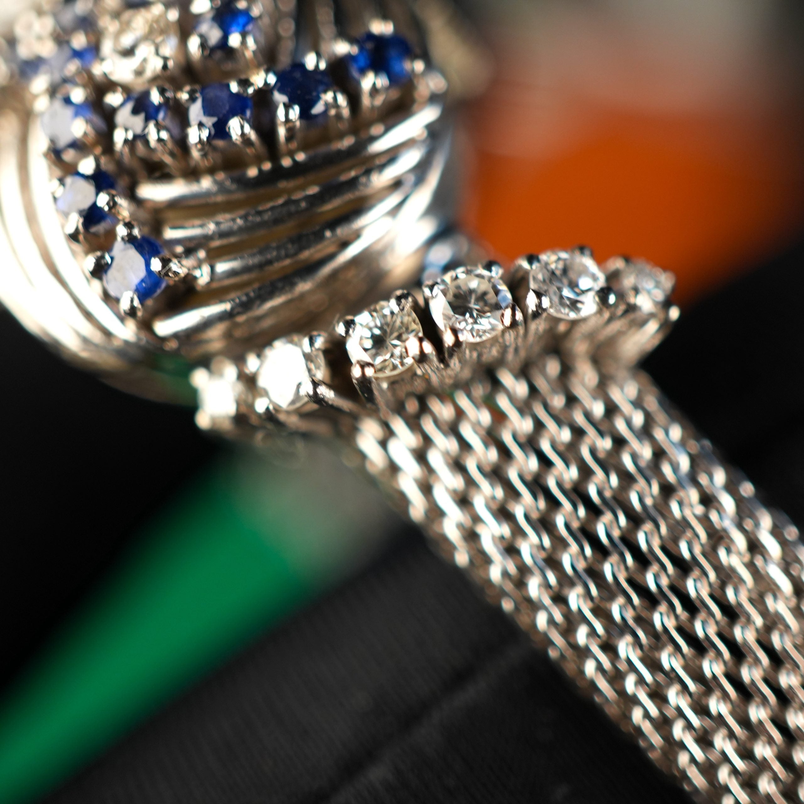 Rolex 8106 White Gold Vintage Cover Watch with Diamonds and Sapphires – Serpico y Laino