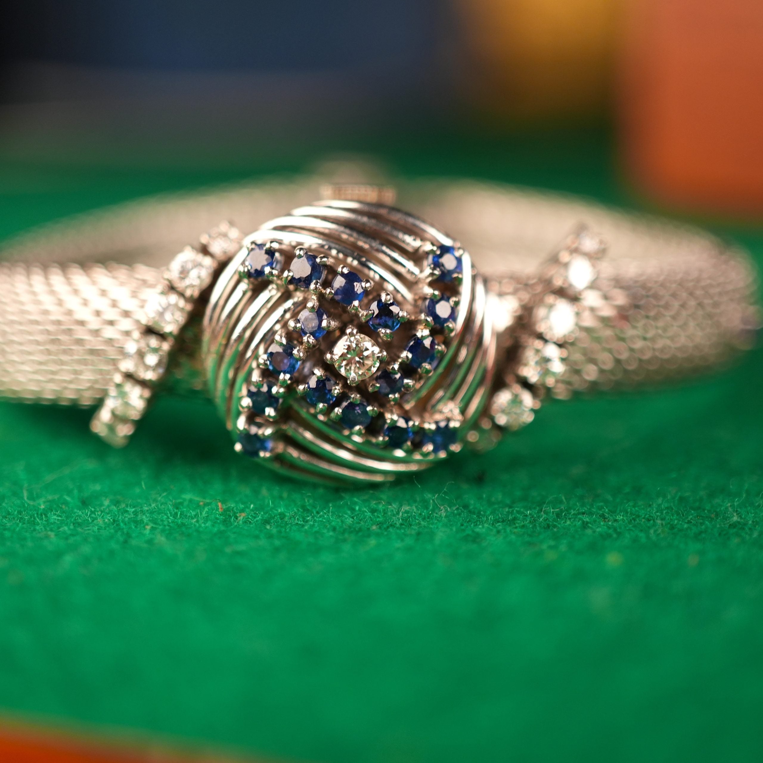 Rolex 8106 White Gold Vintage Cover Watch with Diamonds and Sapphires – Serpico y Laino