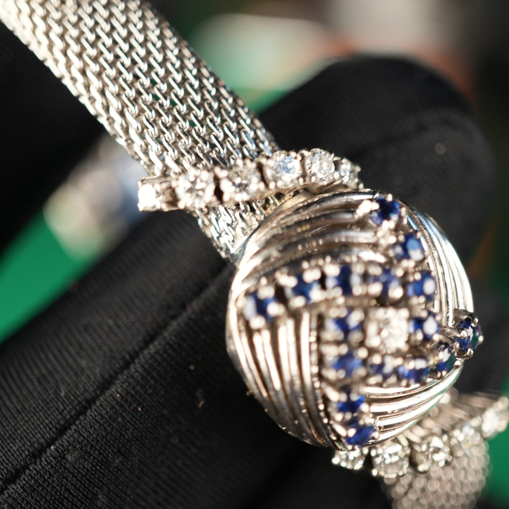 Rolex 8106 White Gold Vintage Cover Watch with Diamonds and Sapphires – Serpico y Laino