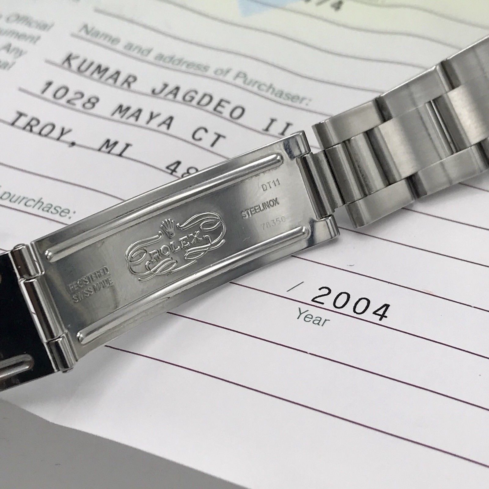 Rolex Air-King 14000 Stainless Steel 34mm Blue Arabic Dial Automatic Box &Papers