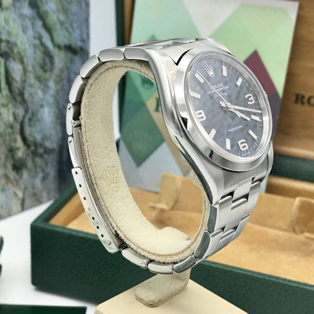 Rolex Air-King 14000 Stainless Steel 34mm Blue Arabic Dial Automatic Box &Papers