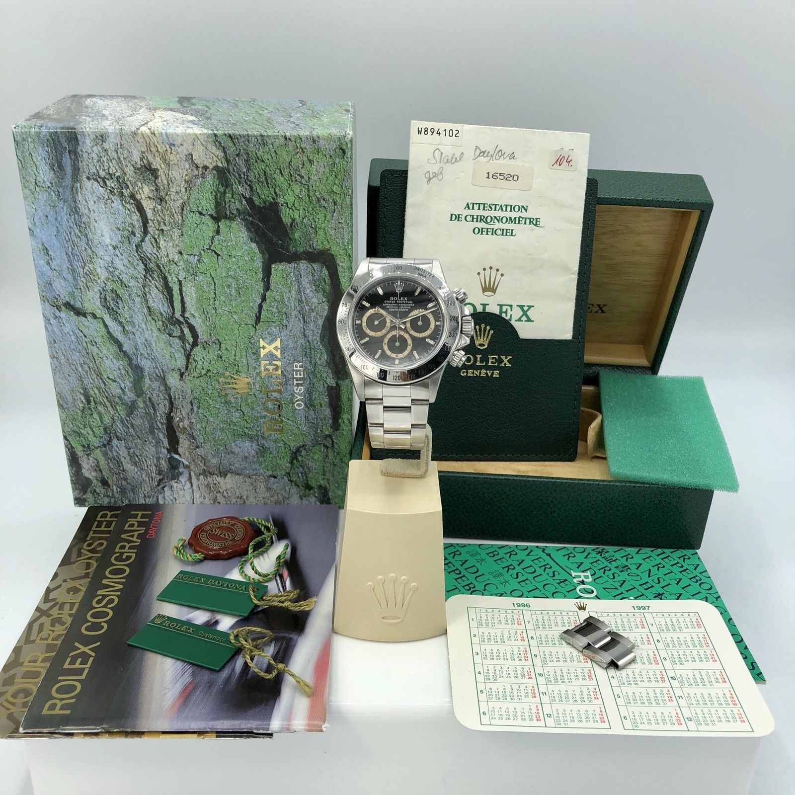 Rolex Daytona 16520 Zenith 1996 W Serial Patrizzi FULL SET Box & Papers