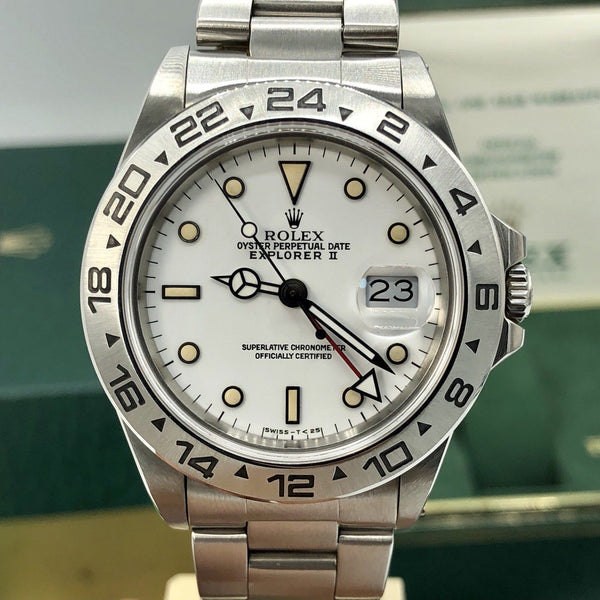 Rolex Explorer II 16550 Original Dial & Hands Full Set 1985 Heavy Patina Papers