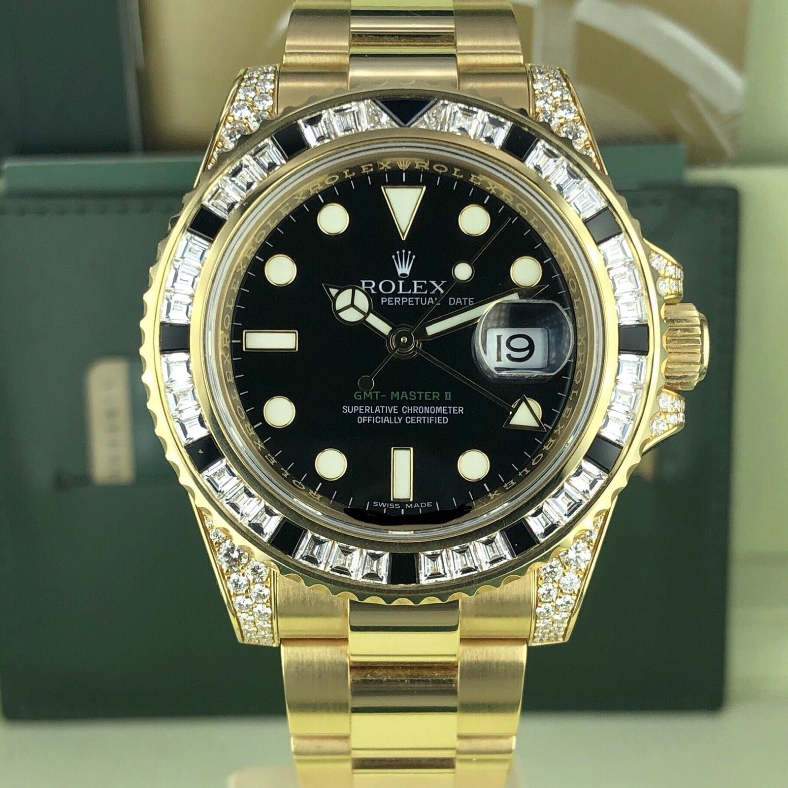 Rolex GMT-Master II 116758 SANR factory diamond & Sapphire With Box & Card