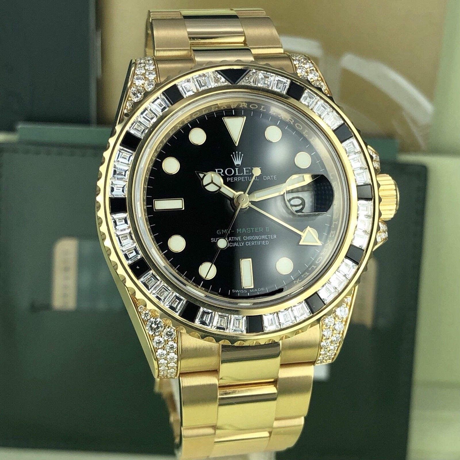 Rolex GMT-Master II 116758 SANR factory diamond & Sapphire With Box & Card