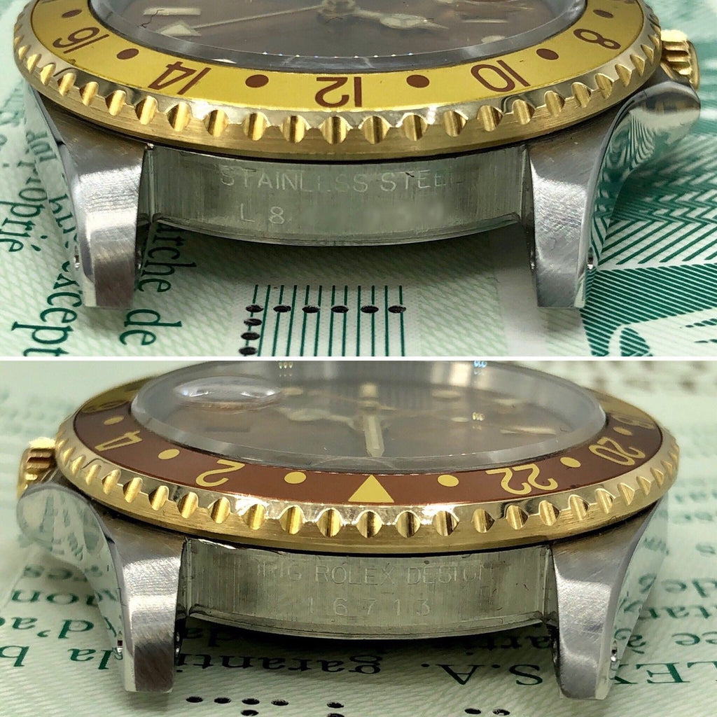 Rolex GMT Master II 16713 Root Beer Full Set 1989/90 Heavy Patina Box Papers