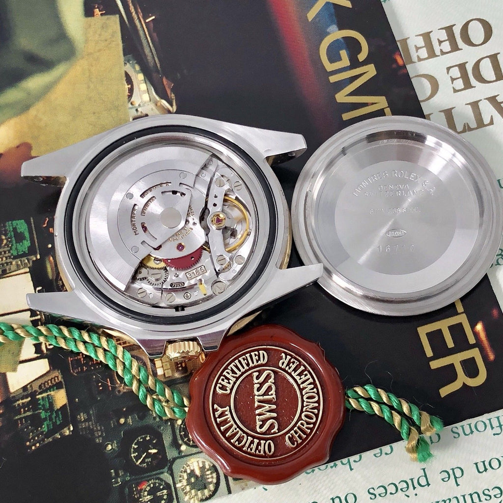Rolex GMT Master II 16713 Root Beer Full Set 1989/90 Heavy Patina Box Papers