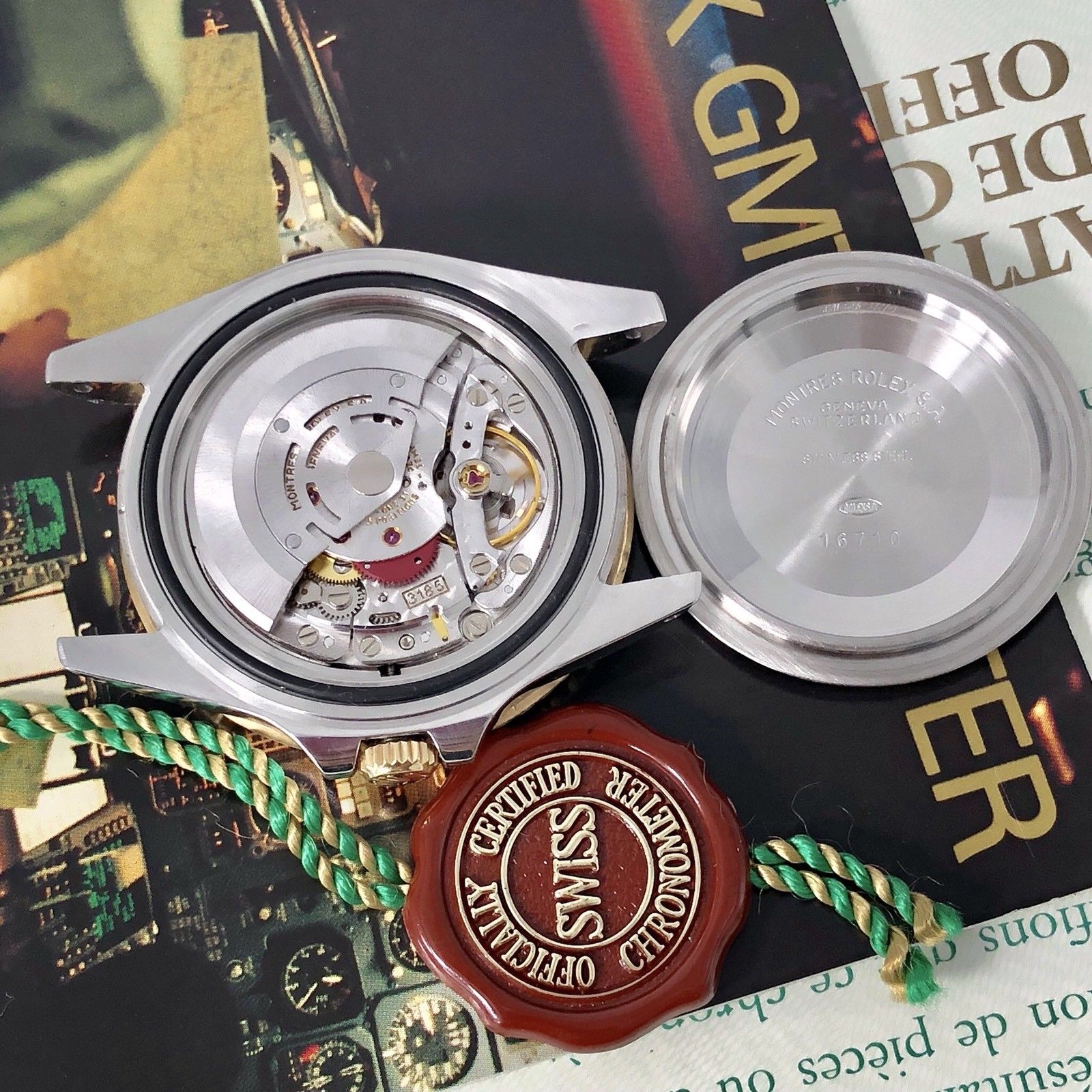 Rolex GMT Master II 16713 Root Beer Full Set 1989/90 Heavy Patina Box Papers