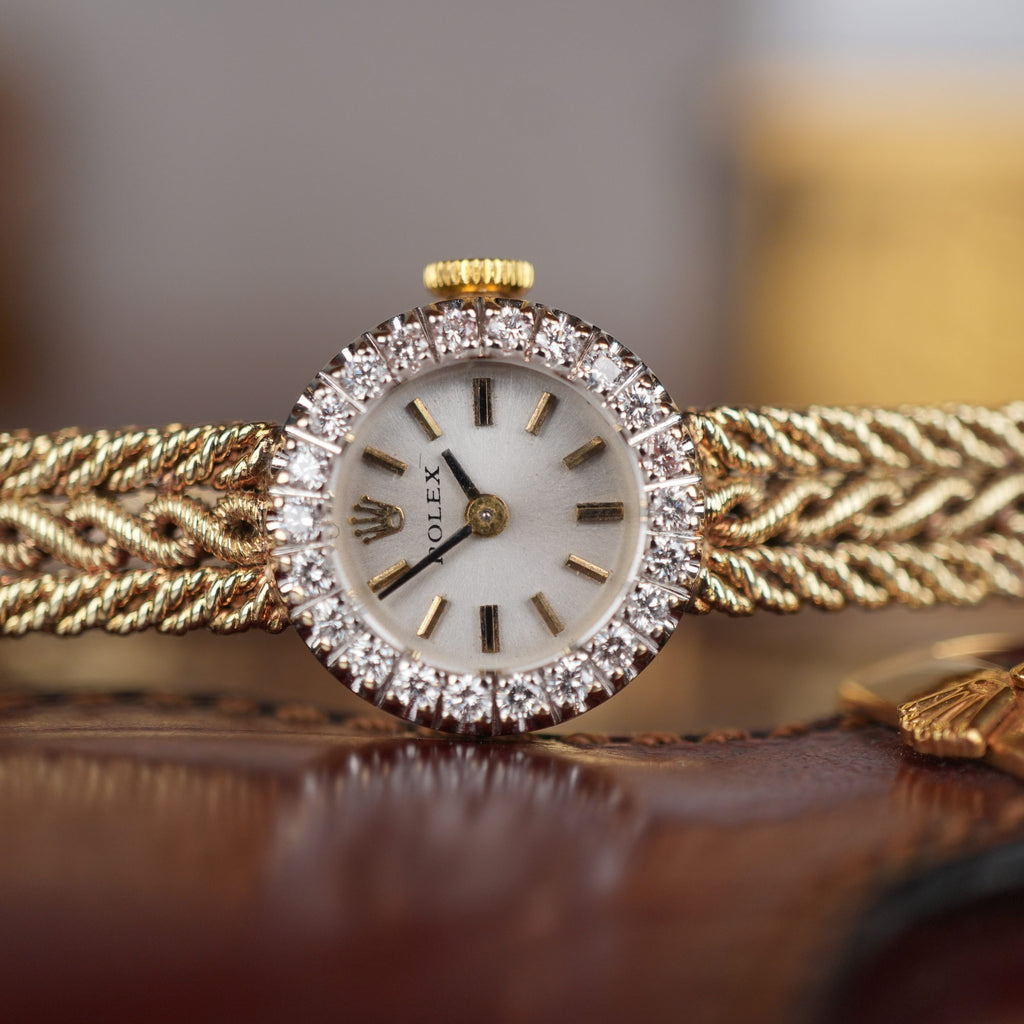 Rolex Ladies 8427 Cocktail Watch Solid Gold Factory Diamond Elegant and Rare