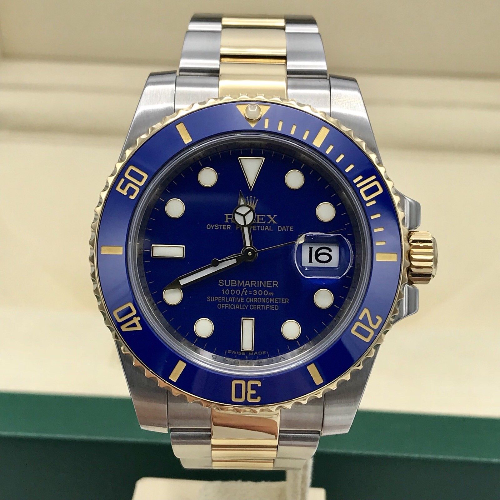 Rolex Submariner 116613 18k gold & Steel Blue with Box Ceramic