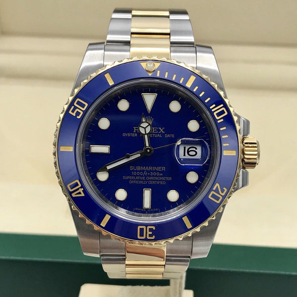 Rolex Submariner 116613 18k gold & Steel Blue with Box Ceramic