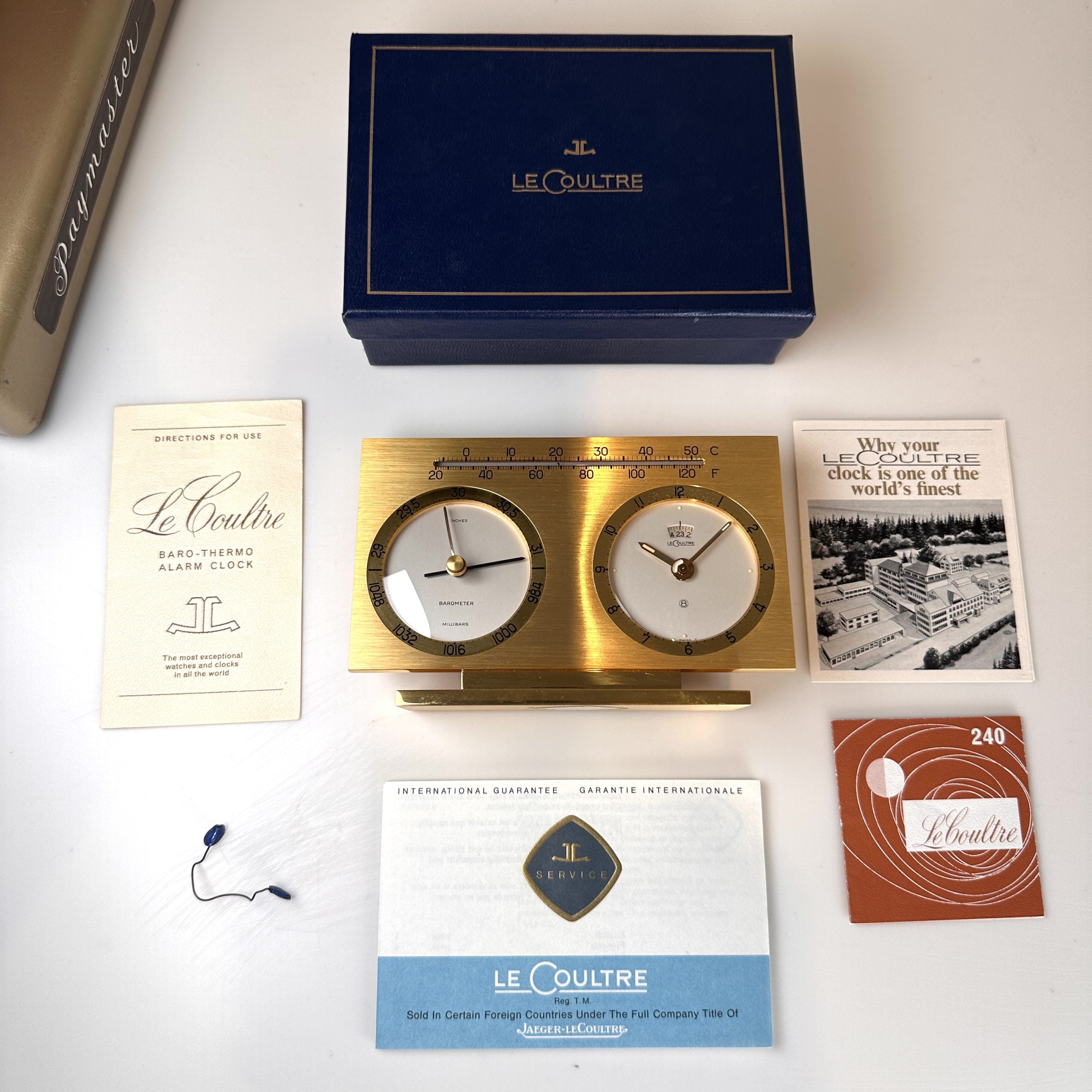 1960’s Jaeger LeCoultre Desk Clock ref. 117 New Old Stock NOS with Box and Papers
