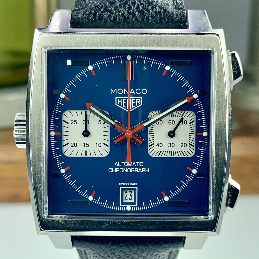 TAG HEUER MONACO AUTOMATIC CHRONO STEVE McQUEEN CW21113-0 BLUE DIAL MENS WATCH
