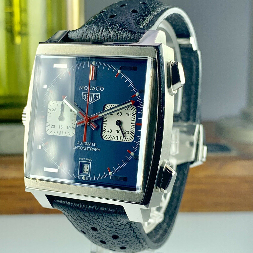 TAG HEUER MONACO AUTOMATIC CHRONO STEVE McQUEEN CW21113-0 BLUE DIAL MENS WATCH