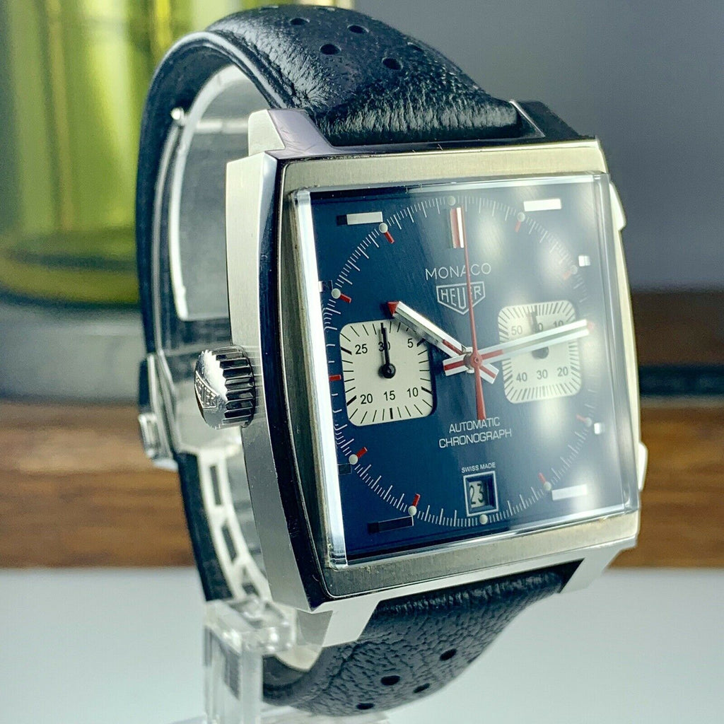 TAG HEUER MONACO AUTOMATIC CHRONO STEVE McQUEEN CW21113-0 BLUE DIAL MENS WATCH