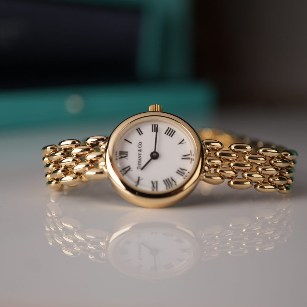 Tiffany & Co. 14k Solid Gold Ladies Watch Roman Dial with Original Boxes