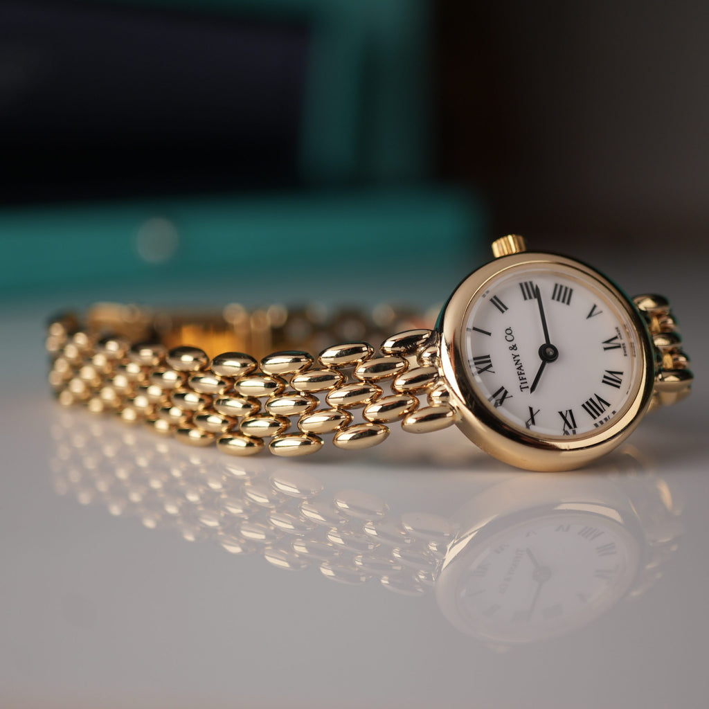 Tiffany & Co. 14k Solid Gold Ladies Watch Roman Dial with Original Boxes
