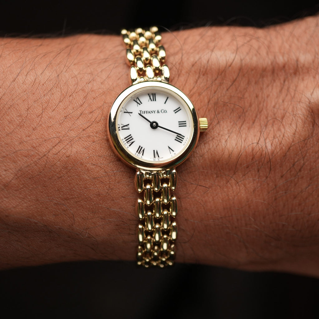 Tiffany & Co. 14k Solid Gold Ladies Watch Roman Dial with Original Boxes