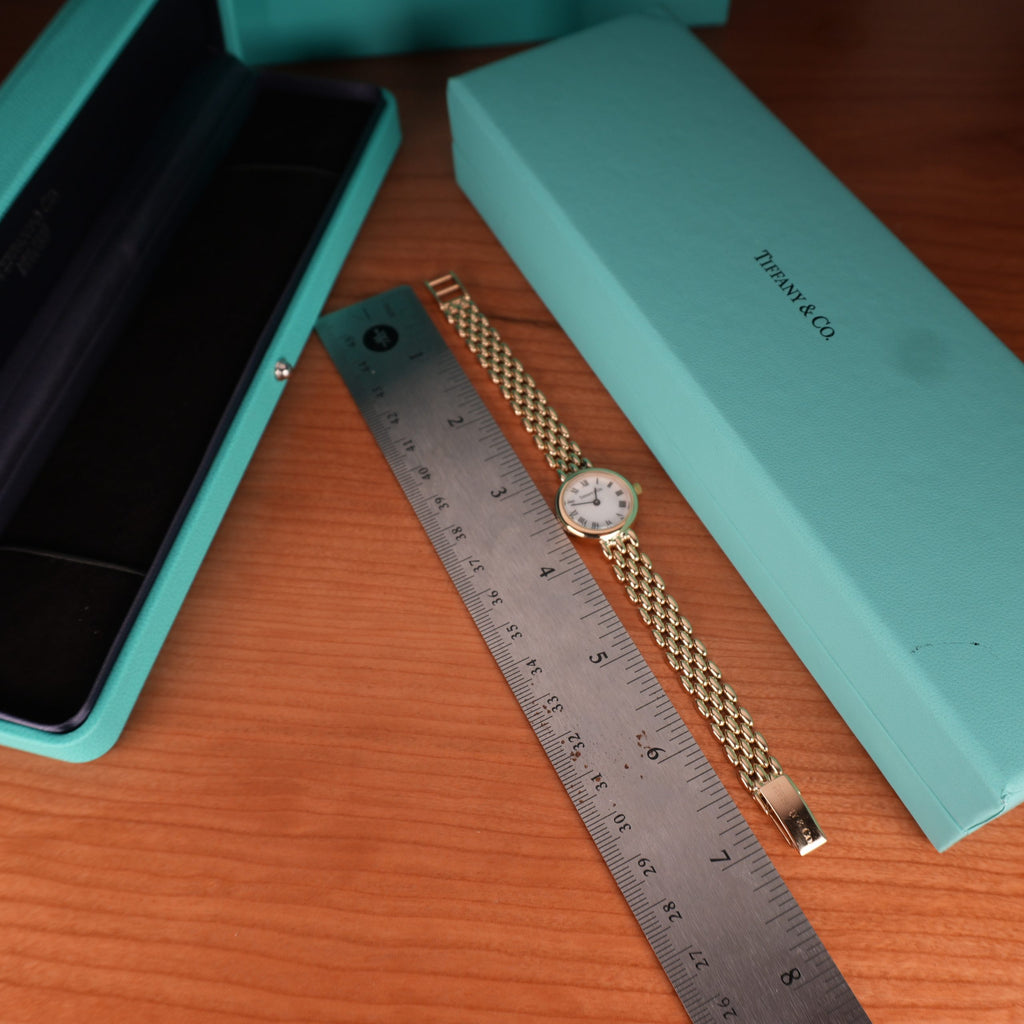 Tiffany & Co. 14k Solid Gold Ladies Watch Roman Dial with Original Boxes