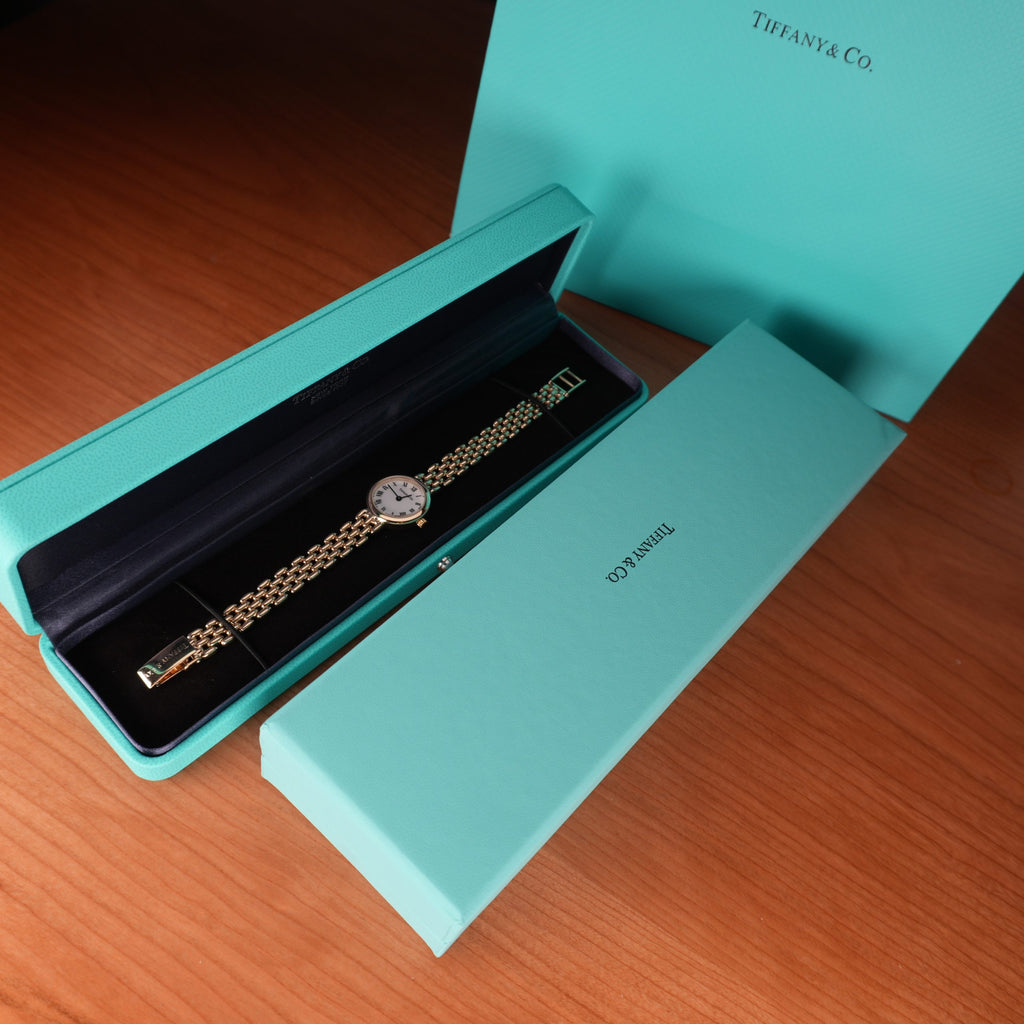 Tiffany & Co. 14k Solid Gold Ladies Watch Roman Dial with Original Boxes
