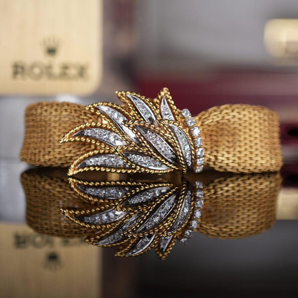 Unique Rolex 37 Precision 18k Gold Diamond Carl Bucherer Concealed Cover Dial Women’s Dress Watch