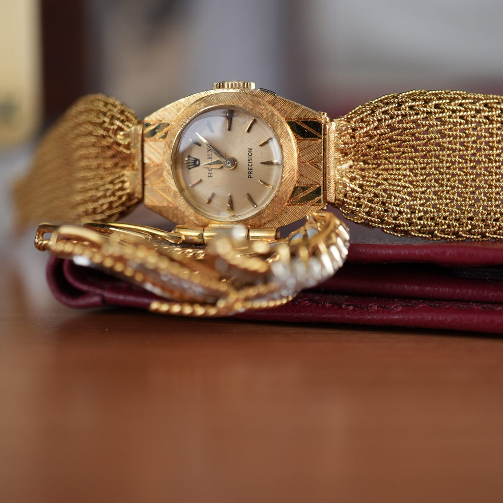 Unique Rolex 37 Precision 18k Gold Diamond Carl Bucherer Concealed Cover Dial Women’s Dress Watch