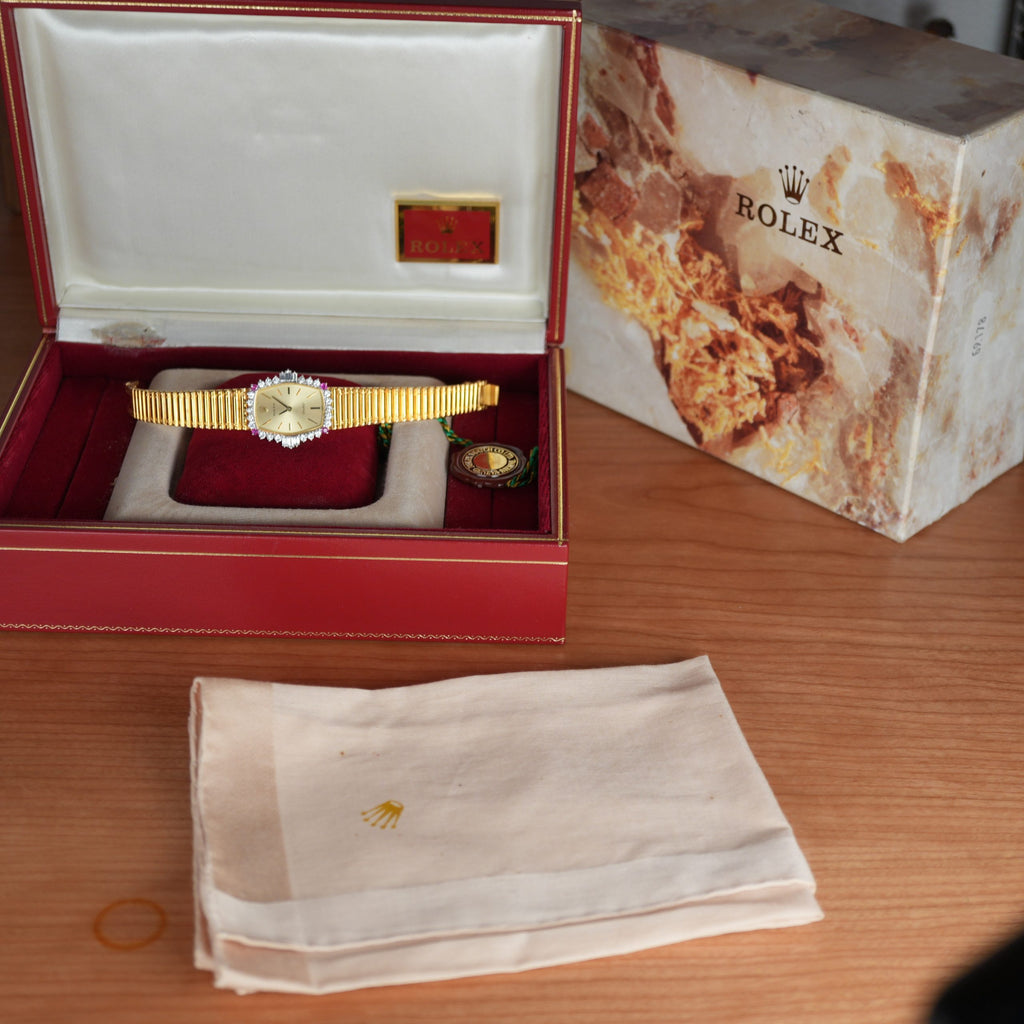 Unique Rolex Orchid 3466 Factory Diamonds and Rubies 18k Gold with Box
